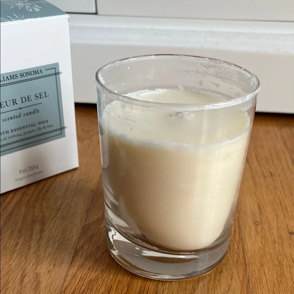 Williams Sonoma Fleur de Sel Candle in White and Gray